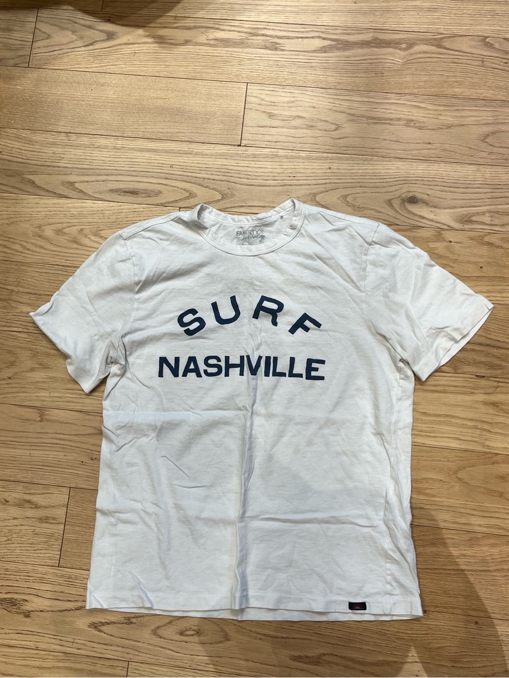 Faherty White Tee with Navy 'SURF NASHVILLE' Graphic